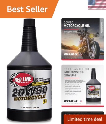 High-Performance 20W50 Synthetic Motorcycle Oil - 32oz Quart for Big-Twin Use