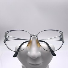 Vintage Violet Silver Metal Oval Cat-Eye Sunglasses Frames