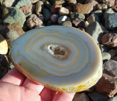 Brazilian Agate Slice/Coaster 10oz Natural Agate w/ Geode Core, Display Piece
