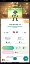 Pokemon Shiny Lucario LV40 3moves -TRA'DE 20k Or 1 mill Dust GO- Description