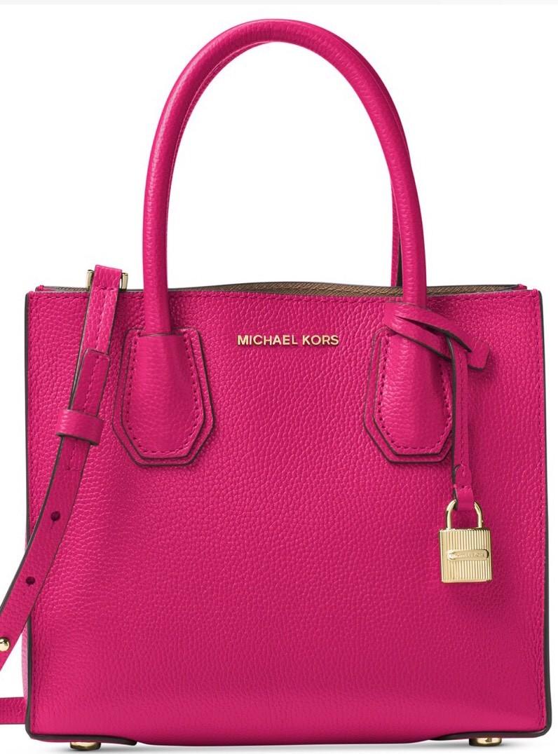 New MICHAEL KORS MERCER Studio MD Bonded messenger Leather padlock