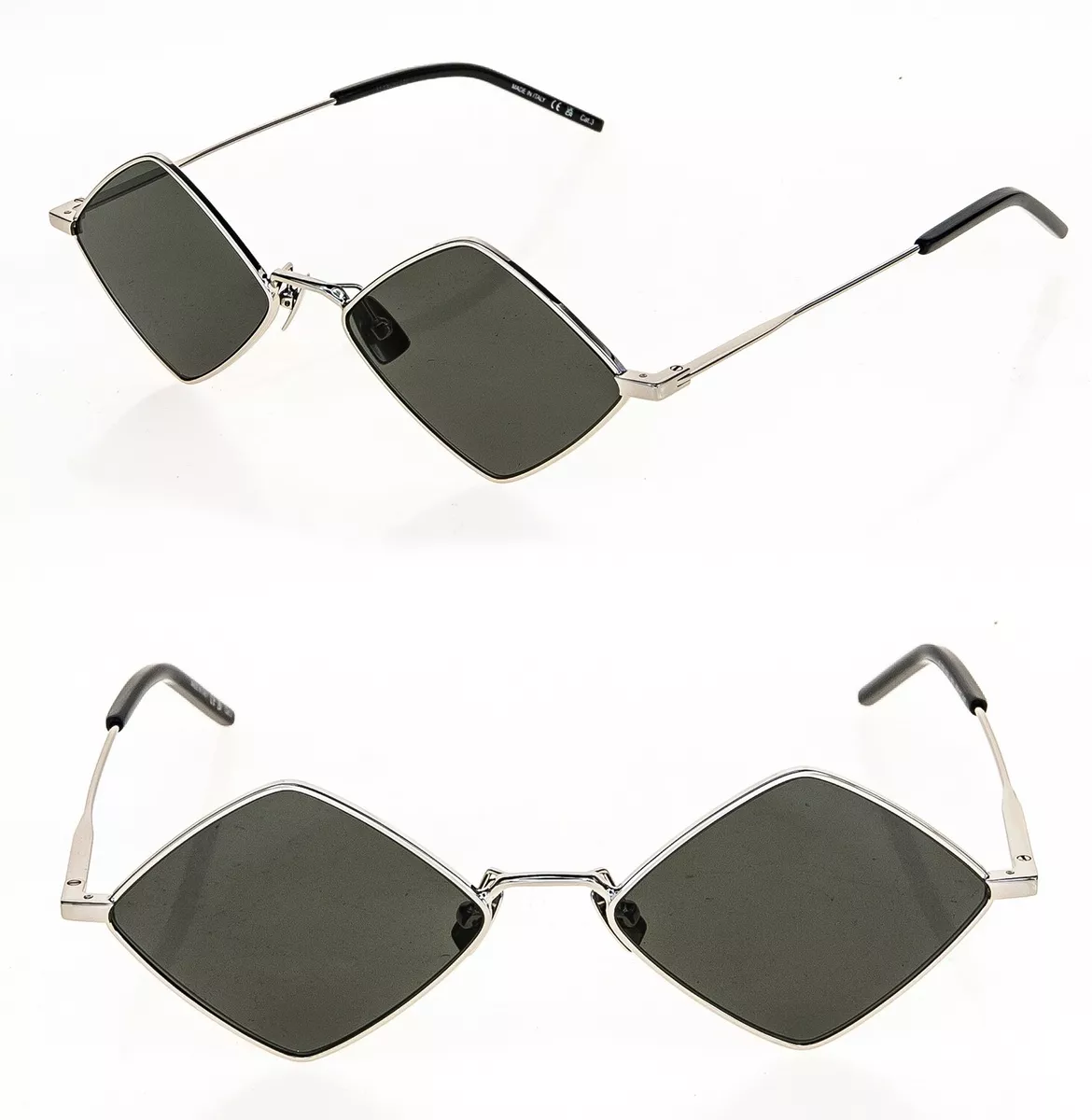 SAINT LAURENT LISA YSL SL302 001 Silver Black Diamond Sunglasses