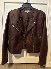 Charlotte Russe Burgundy Vegan Leather Jacket Women Size Medium