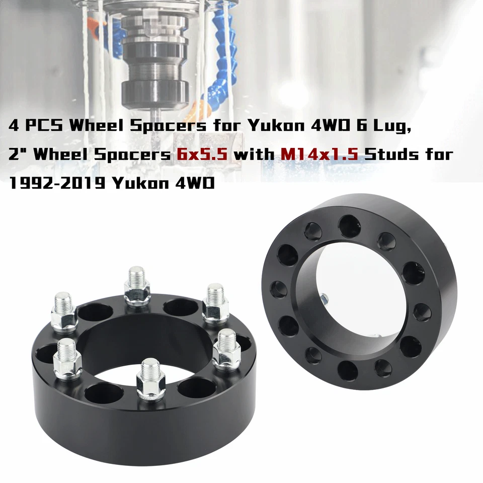 (4) Adaptadores espaciadores de rueda negros de 2" 6x5,5 para Chevy Silverado 1500 Suburban GMC Foto 4 de 4