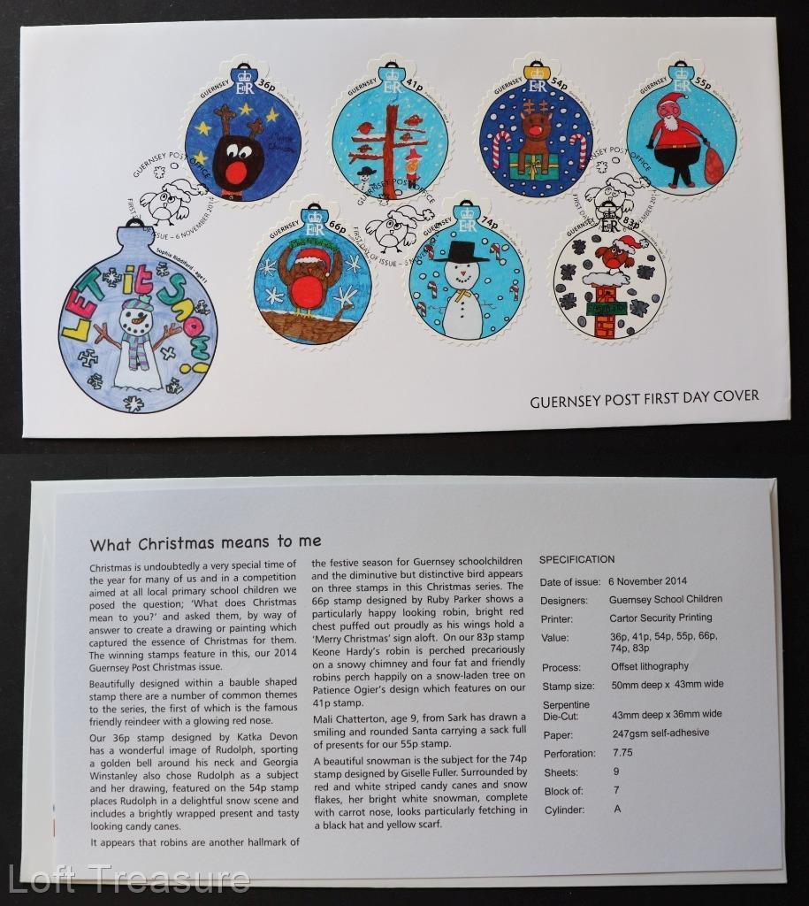 Estampillas de Guernsey: "Lo que la Navidad significa para mí" portada del primer día 2014