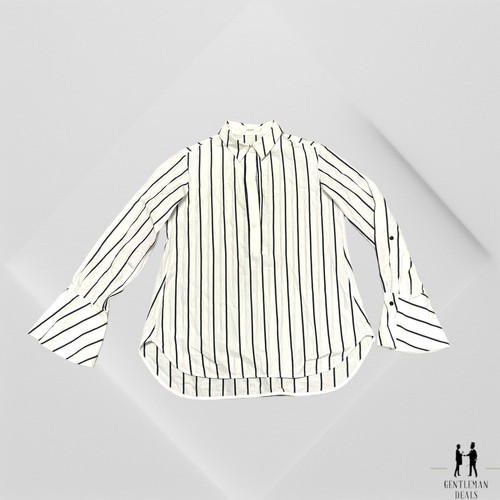 Lis Lareida Womens Button Front Ruffled Striped Cotton Blouse Shirt FR 34 - Picture 2 of 10