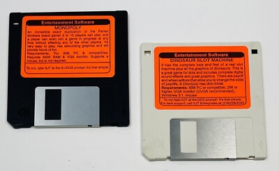 Lot 2 Entertainment Software PC Games Dinosaur Slot Machine Monopoly 3.5'' Floppy