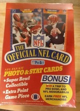  PRO SET NFL FAN KIT PHOTO & STAT CARDS FACTORY SEALED WAX BOX, 1989 36 packs 