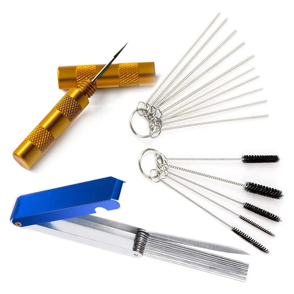 For Carburetor Carb Cleaning Jet Remover Cleaner Kit Tool Set 26 Needle 6Brushes - Image 3 of 4