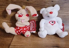 Lot of 2 The Idea Factory VTG "Meanies" 1 Rabbit & 1 Bear Valentine Plush w/Tags