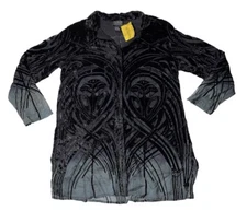 Brand New- Citron Button Front Sheer Silk Blend L/S Blouse Womens (Size XL)