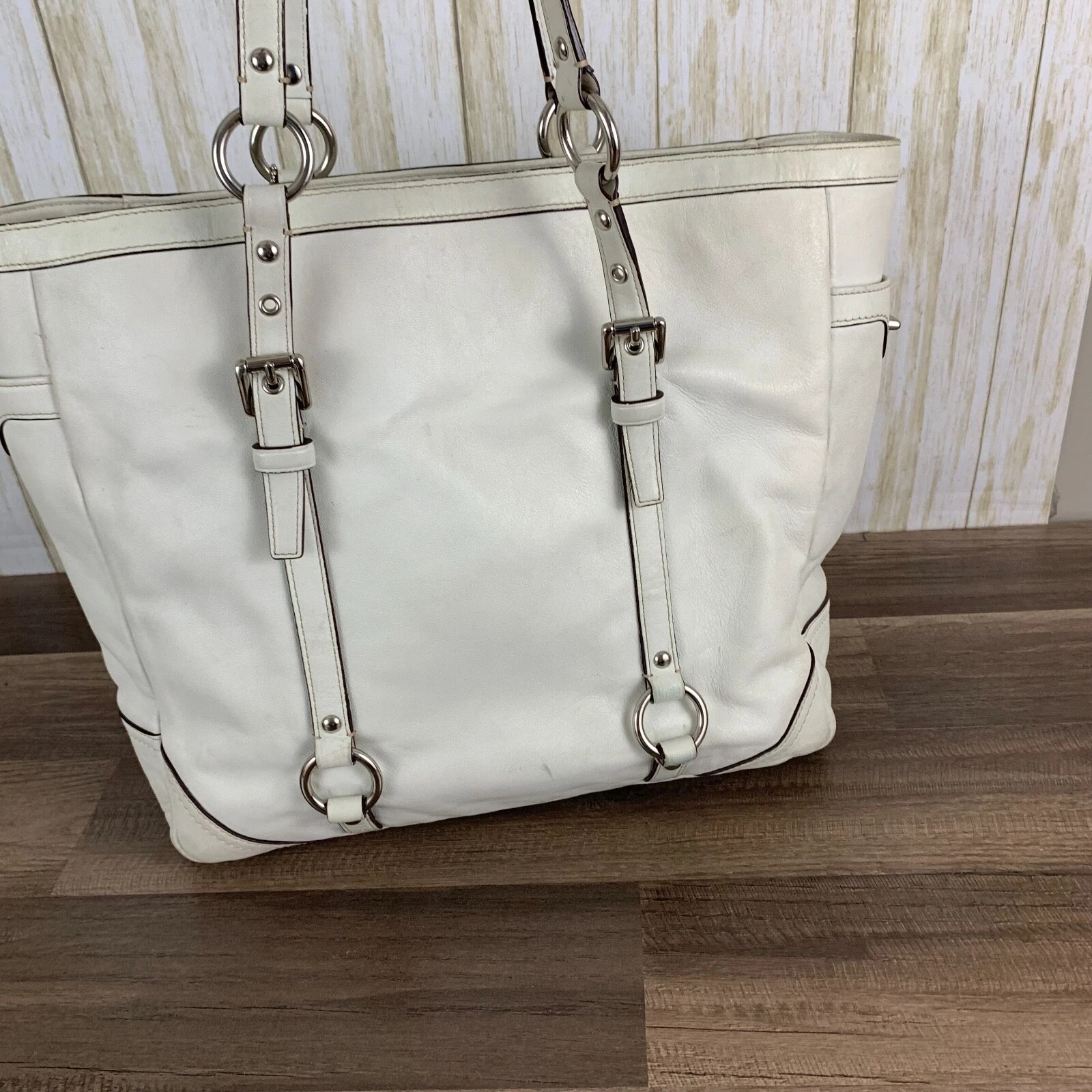 Borsa Coach F11525 Gallery in pelle bianca o guscio d'uovo