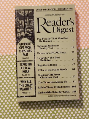 READER'S DIGEST, DECEMBER 1993,  SELECTED STORIES, PAPERBACK, LARGE PRINT