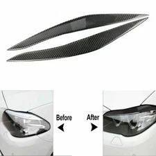 Carbon Fiber Headlight Eyebrow Eyelid Cover Trim For BMW 5 Series F10 2010-2013