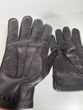 Vintage Ladies Dark Brown Leather Gloves Belgian Table Cut