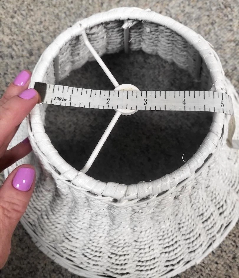 Pantalla de lámpara de tejido abierto cuerda de ratán real blanco (8" de alto) Foto 4 de 4