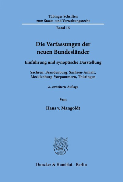 Die Verfassungen Der Neuen BundesläNder. Hans V. Mango*Dt Taschenbuch 333 S.-image