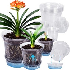 18 Packs 6.5/5/4 Inch Self Watering Pots for Indoor Plants - Clear Nursery Plant