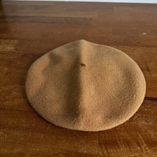 100 Wool Women's Beret Hat Cap Vintage Made In France 10" Light Brown