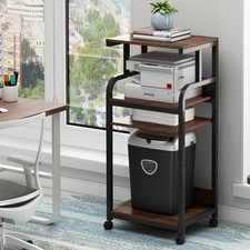 4-Tier Printer Stand with Adjustable Storage Shelf, Large Tall Printer Table ...