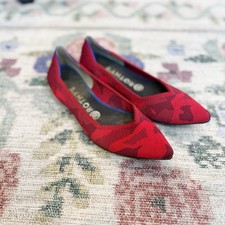 Rothy  s Womens The Point Red Camo Ballet Flats Size 8 Slip On Sustainable
