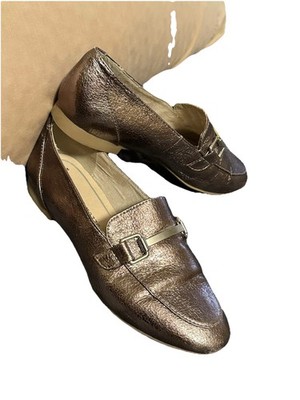 Marco Tozzi Womens Saddle Loafers Shoes Tan Metallic Size 37 ( US 7?)