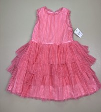 Girls Pink Tulle Dress Polka Dot Tiered Party Easter Wedding Size XS 4/5 NWT