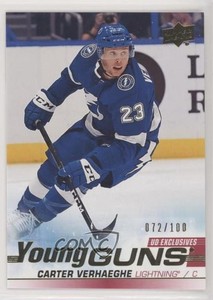 2019-20 Upper Deck Young Guns UD Exclusives /100 Carter Verhaeghe #224 Rookie RC