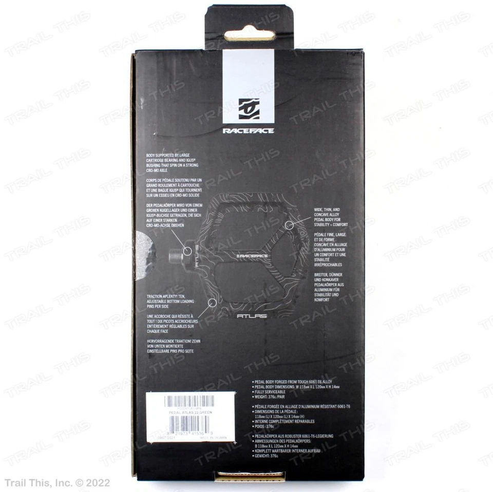 Pedales de aluminio Race Face Atlas DH/MTB plataforma tachonada verde Foto 4 de 4