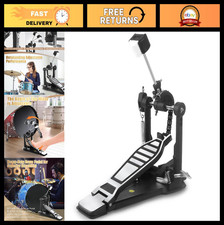 Heavy-Duty Single Kick Bass Drum Pedal, Double Chain, Adjustable Power Cam, 4-Si