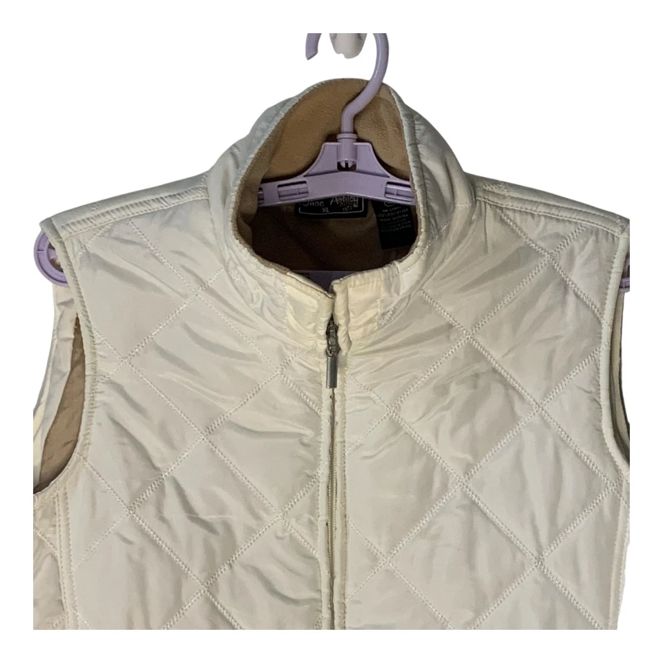 Jane Ashley жилет XL выстеганный зимний белый пуховик спереди молнии изолированные карманы - Изображение 2 из 4