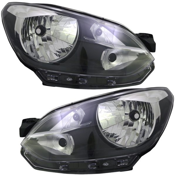 Scheinwerfer Set FüR VW Up 2011 - 2016 H4 Schwarz Halogen LWR Stellmotor-image