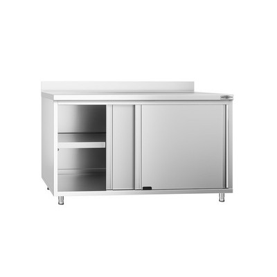 GGM Gastro Edelstahl Arbeitsschrank PREMIUM - 1400x600mm - mit Schiebetür &