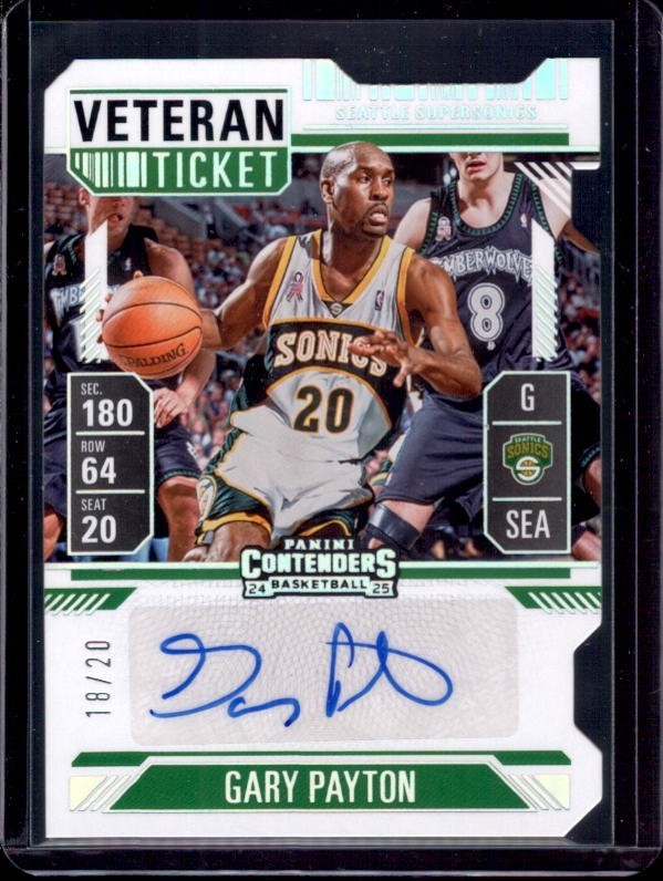 スポーツ選手 Panini Gary Payton 1of1 GARY PAYTON 2024-25 Panini Silhouette Veteran Ticket Stub