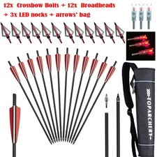 20 Inch Crossbow Bolts Carbon Arrows 100 Grain Broadheads Set Hunting Practice