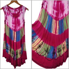 Vtg Beach Dress One size Small Medium Large XL Swim Cover-Up Tie Dye Assymetric