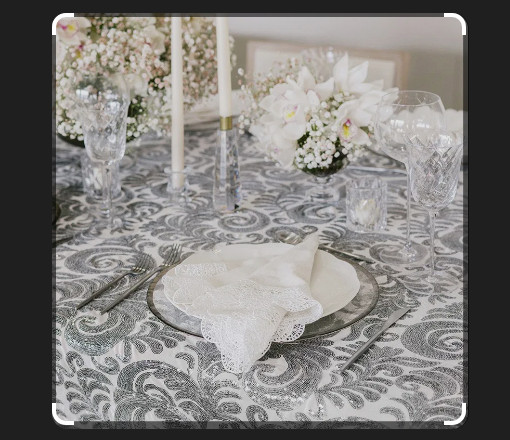 Ambesonne Grey Rectangular Tablecloth, Damask Victorian Bohe