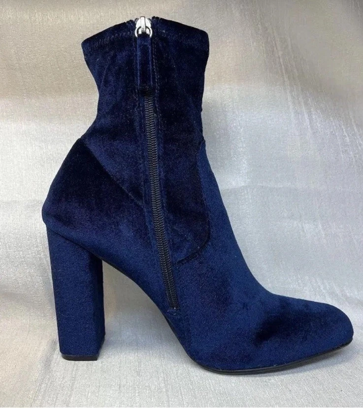 Botas Steve Madden Edit azul marinho veludo salto alto meia panturrilha tamanho 10M - Imagem 4 de 4