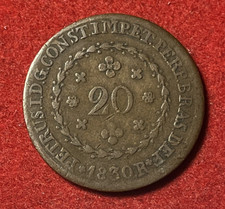 Brazil 20 Reis 1830 R Copper Coin KM#360.1 T10084