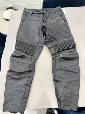 Vanson Men s Black Leather Perforated Motorcycle Riding Racing Pants Size 36