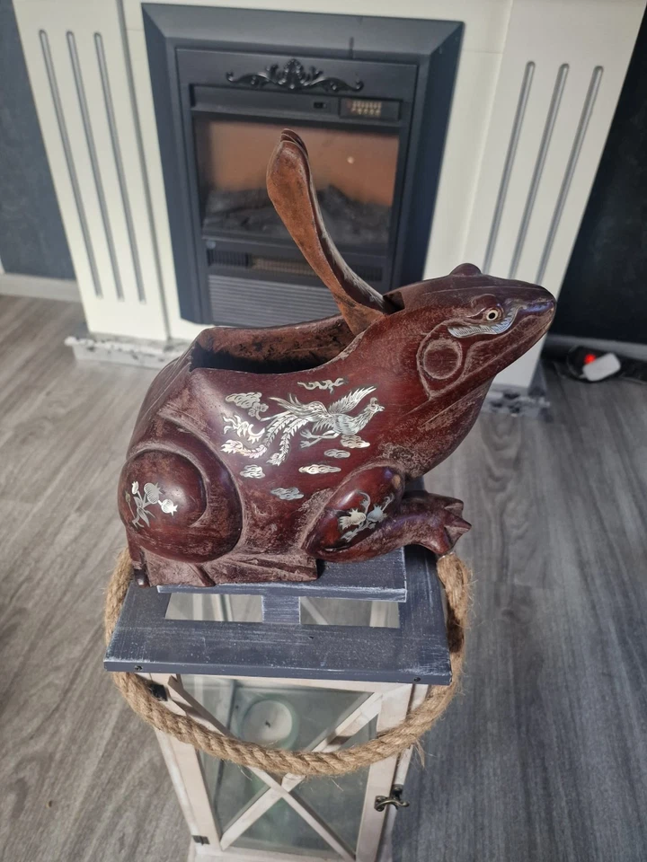 Großer HOLZFROSCH..MIT INTARSIEN ARBEIT UND GEHEIMFACH /ASIEN (GLÜCK & GELD ) - Bild 2 von 4
