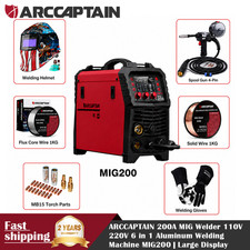 ARCCAPTAIN MIG200 MIG Welder 110V/220V 6 in 1 Aluminum MIG/Stick/Lift TIG/Spot