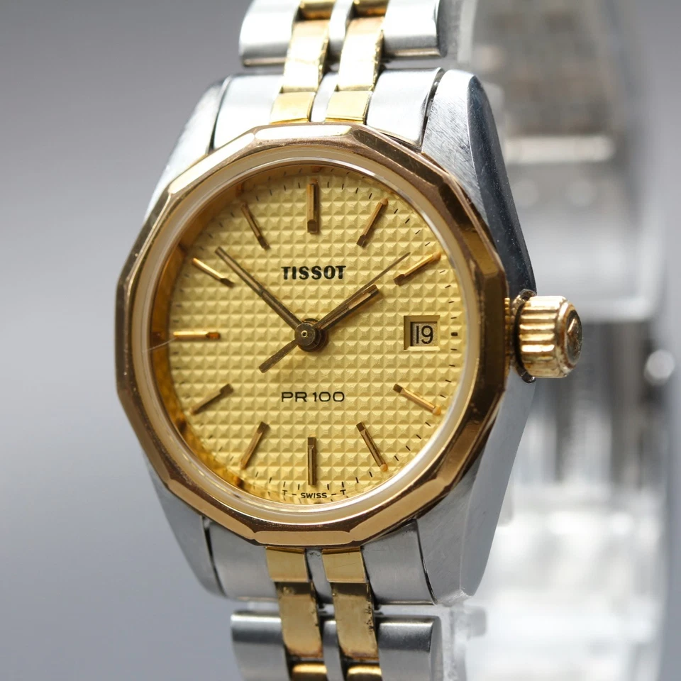 Vintage 1983 [IN Der Nähe Mint] Tissot PR100 Gold Silber Qz Damenuhr Aus Japan - Bild 1 von 4