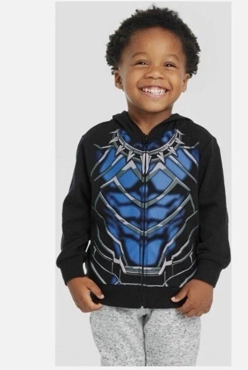 New Marvel Black Panther Full Zip Hoodie Costume Graphic Black Size Small w/ Tag