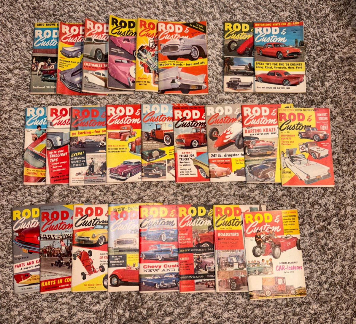 Lot Of 25 Vintage Rod & Custom Magazines Years 1957 ,1958, 1959, 1960 & 1961