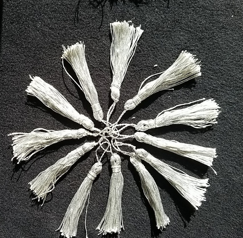 Silver TASSEL LOT Metallic 12 Pcs 4 1/4" Long w/ Cord Loop