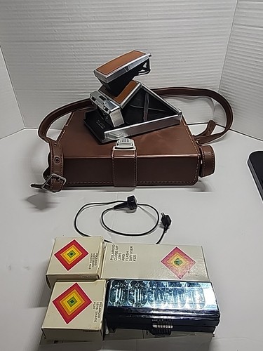 Vintage POLAROID SX-70 Land Camera Chrome Brown Leather mit Tasche, neuwertig! - Bild 9 von 17