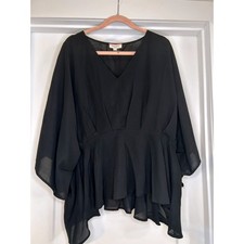 NEW Andree by Unit Black Kimono Sleeve Peplum...