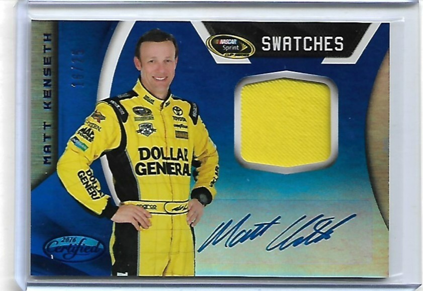 2016 NASCAR PANINI CERTIFIED MIRROR BLUE FIRESUIT AUTO MATT KENSETH #'D 16/25
