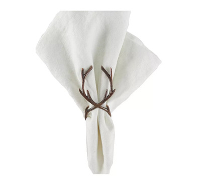 Tableau Antler Napkin Rings, Set of 4-Silver